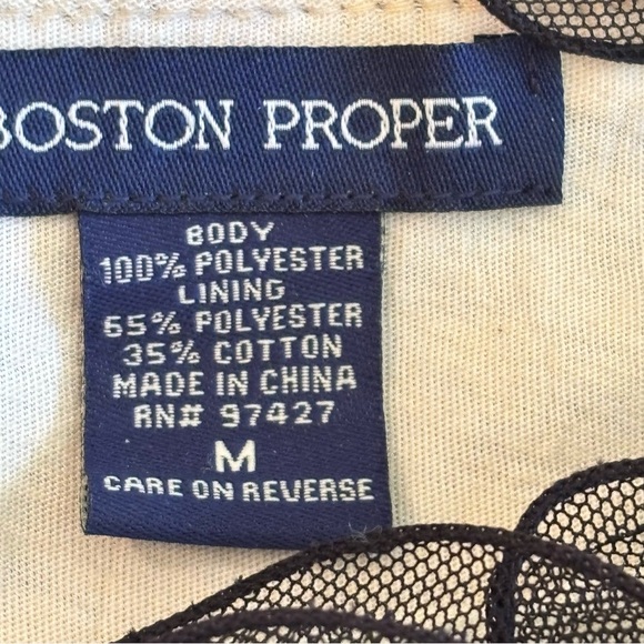 Boston Proper M Black Sheer Ruffle Cap Sleeve Coquette Evening Top - Picture 6 of 9